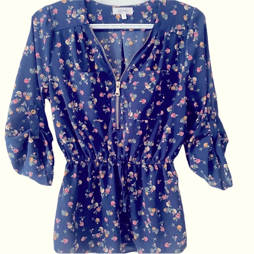 Blue floral blouse